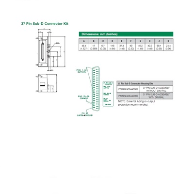 P599AE428442002 NUMATICS/AVENTICS MANIFOLD PART<BR>501,502,503 SERIES 37 PIN SUB-D CONNECTOR W/DIN RAIL